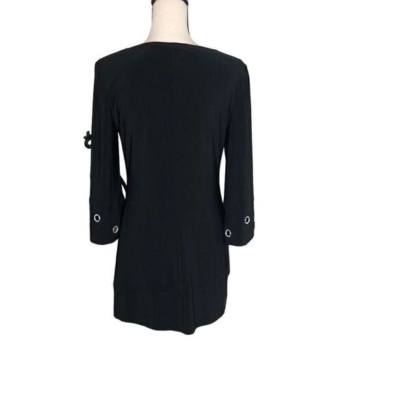 Joseph Ribkoff Black A Line Dress With Crystal Bead Detail Mob Wife Style Size 4 - Picture 4 of 13